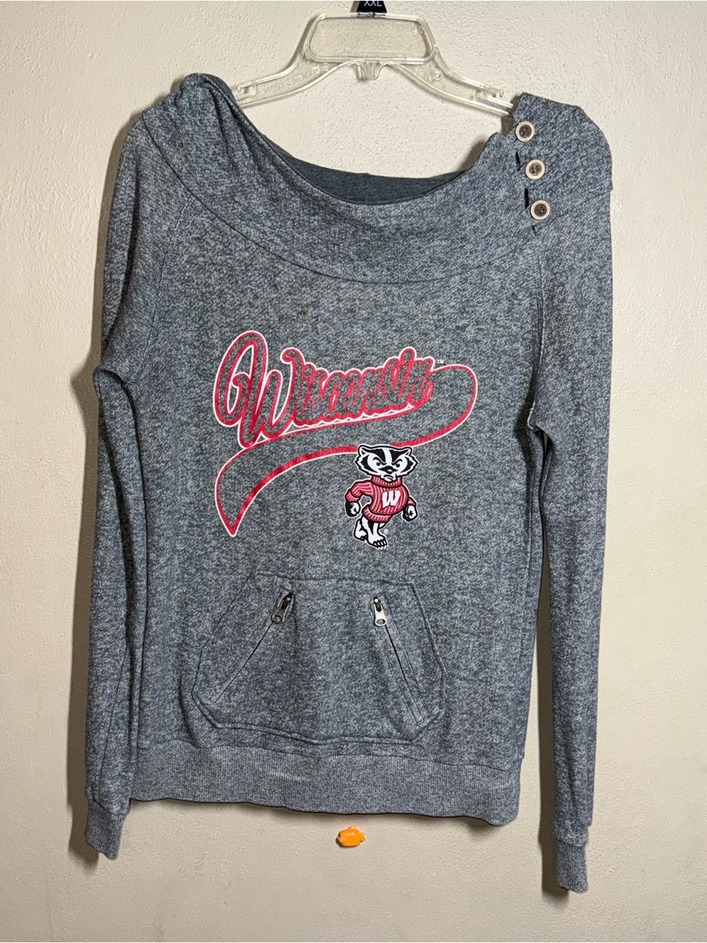 Women’s Knights Apparel For Her Wisconsin Badgers Grey Cowlneck Hoodie Sz Sm